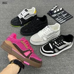 Luxury full drill men's casual shoes network red flat shoes LA young guy barber shoes high-end sports shoes A8