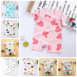 Newborn Baby Boy Romper Summer Short Sleeve Cotton Infant Jumpsuit Cartoon Mickey Mouse Print Girl Bodysuits Kid Clothes Costume