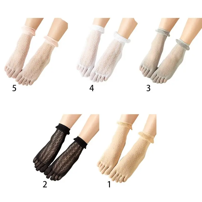 Five Finger Socks Ladies Summer Bubble Lace Loose Mouth Stockings Hollowed Netwo