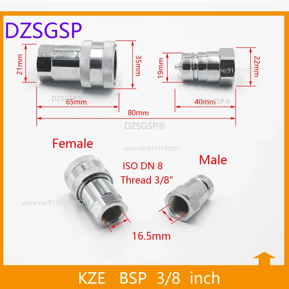 G thread quick coupling carbon steel plug metric high pressure tubing hydraulic quick coupling self-locking socket connector