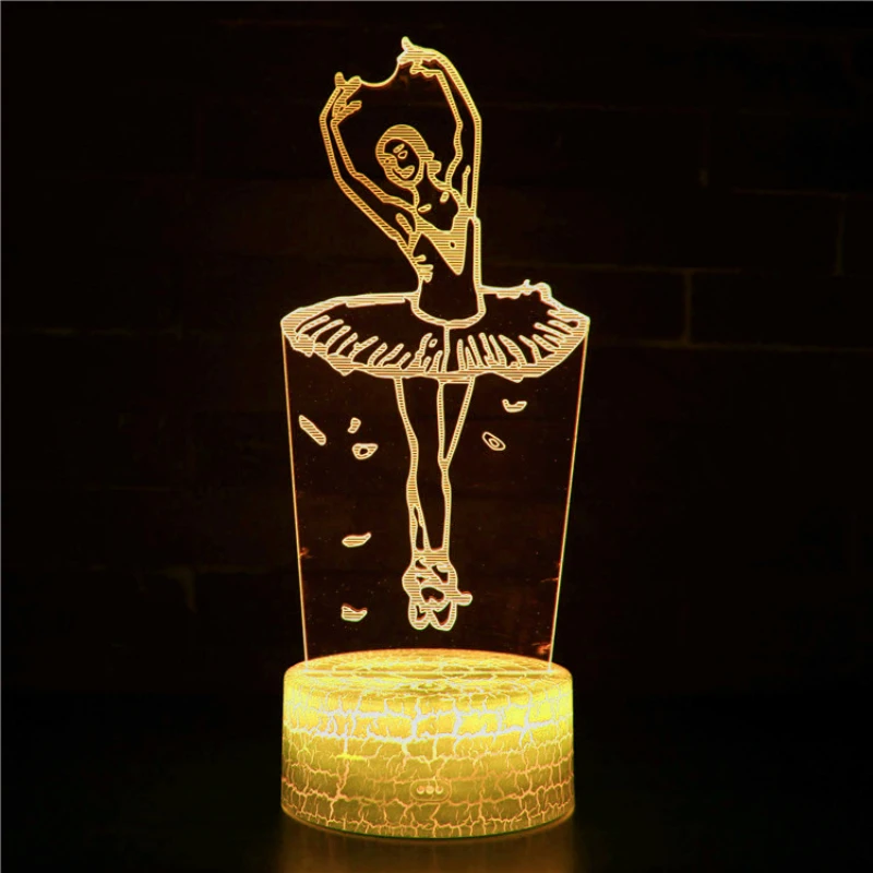Ballet Dancer 3D Night Light LED Illusion Table Lamp for Bedroom Decoration Holiday Christmas Birthday Gift for Girls Ballerina
