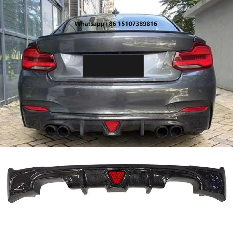 Carbon Fiber Car Bumpers 14-19 for 2 Series F22 Diffuser Upgrade Carbon Fiber with Light Rear Diffuser