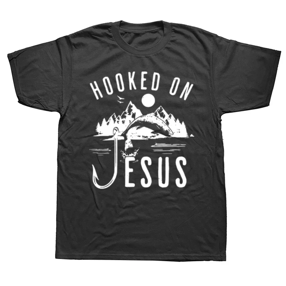 

Fun Jesus Fish Fisherman pattern summer fashion casual fishing enthusiast men's cotton T-shirt