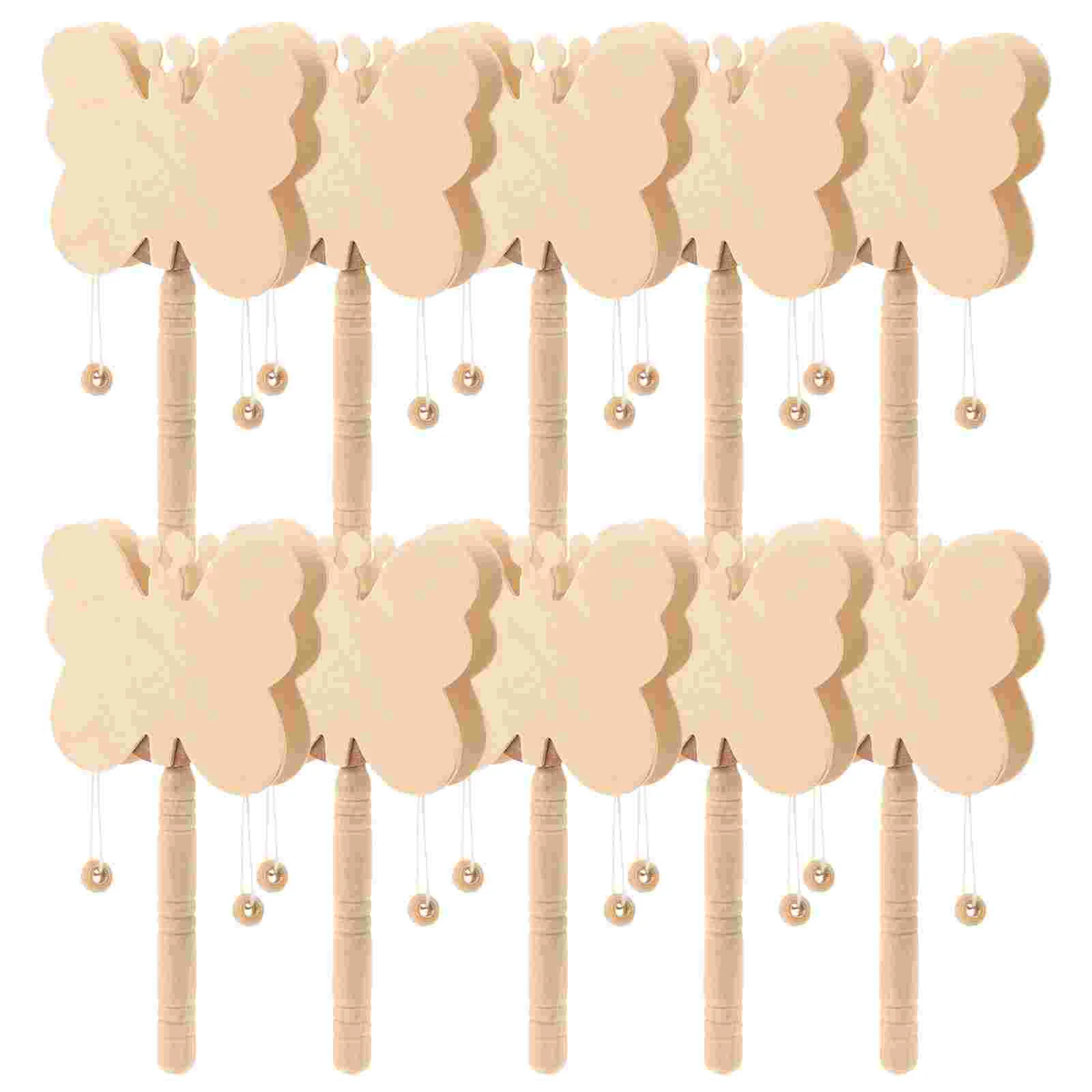 

10 Pcs Kindergarten Wooden Wave Drum DIY Mini Ornament Instrument Painting -drum Household Child