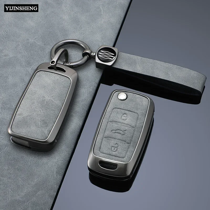 Zinc Alloy Leather Car Key Case Cover for Volkswagen VW Polo Golf Passat Tiguan Beetle Caddy T5 Up Skoda Octavia Seat Leon Altea