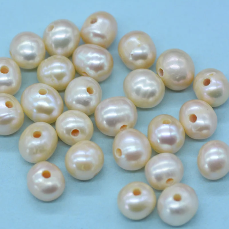 DIY !!  Peach color 800pcs 9-10mm with 2mm hole loose natural freshwater pearl beads