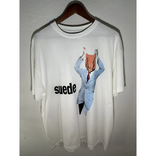Vintage SUEDE Shirt L Rock Band Reprint Blur Oasis U2 Coldplay Nirvana Music Tee T Shirts for Men Oversized T Shirt Mens Shirts