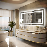 LED Bathroom Mirror Large Illuminated Dimmable Vanity Mirror with Lights, Backlit and Front Lighted Makeup Mirror for Wall