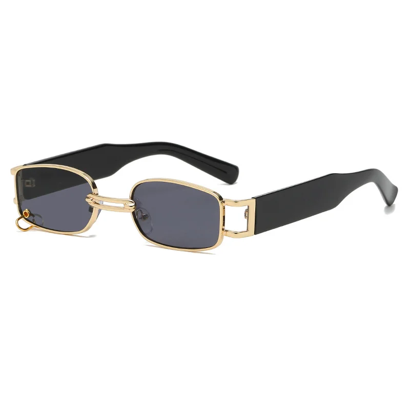 Lunettes de soleil carrées rétro UV400 pour hommes et femmes, petites lunettes rectangulaires, nuances noires, créateur de marque de luxe, nouveau