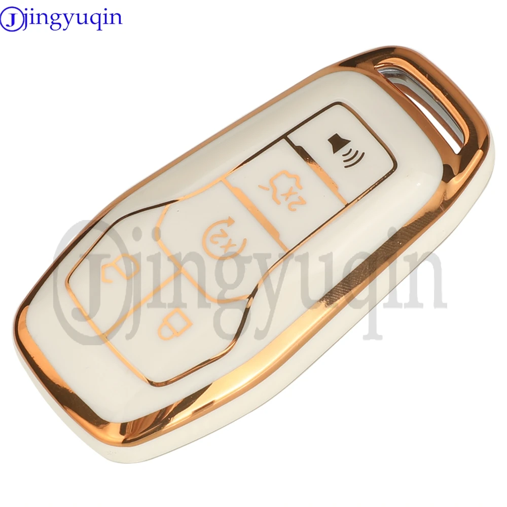 Jingyuqin TPU รีโมทกุญแจรถ Fob สําหรับ Ford Fusion Mondeo Mustang F-150 Explorer Edge 2015 2016 2017 2018 Accessorie