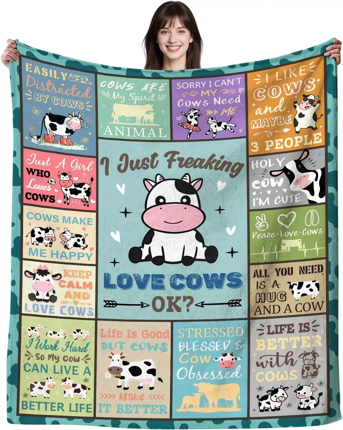 Cow Blanket Gifts for Women Girls,Cow Stuff Accessories Animal Throw Blanket,Cow Print Gifts for Cows Lovers Kids Adults 50
