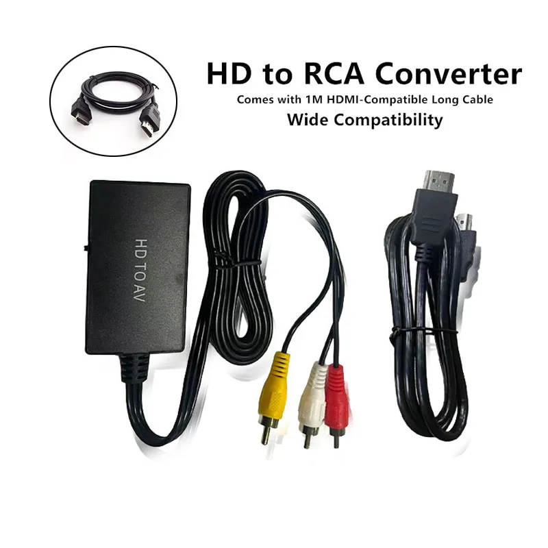 1080P HDMI‑Compatible to RCA AV Converter Composite Video Audio Adapter PAL/NTSC Supported for TV Stick Android TV Box Media