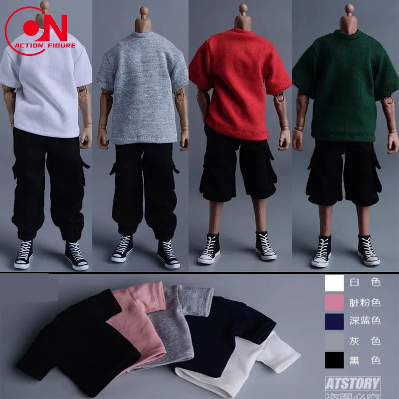 ATStory 1/12 ذكر بلون تي شيرت سراويل قصيرة الملابس نموذج صالح 6 '' Notaman NWTOYS VTOYS الجندي عمل الشكل الجسم دمية #1