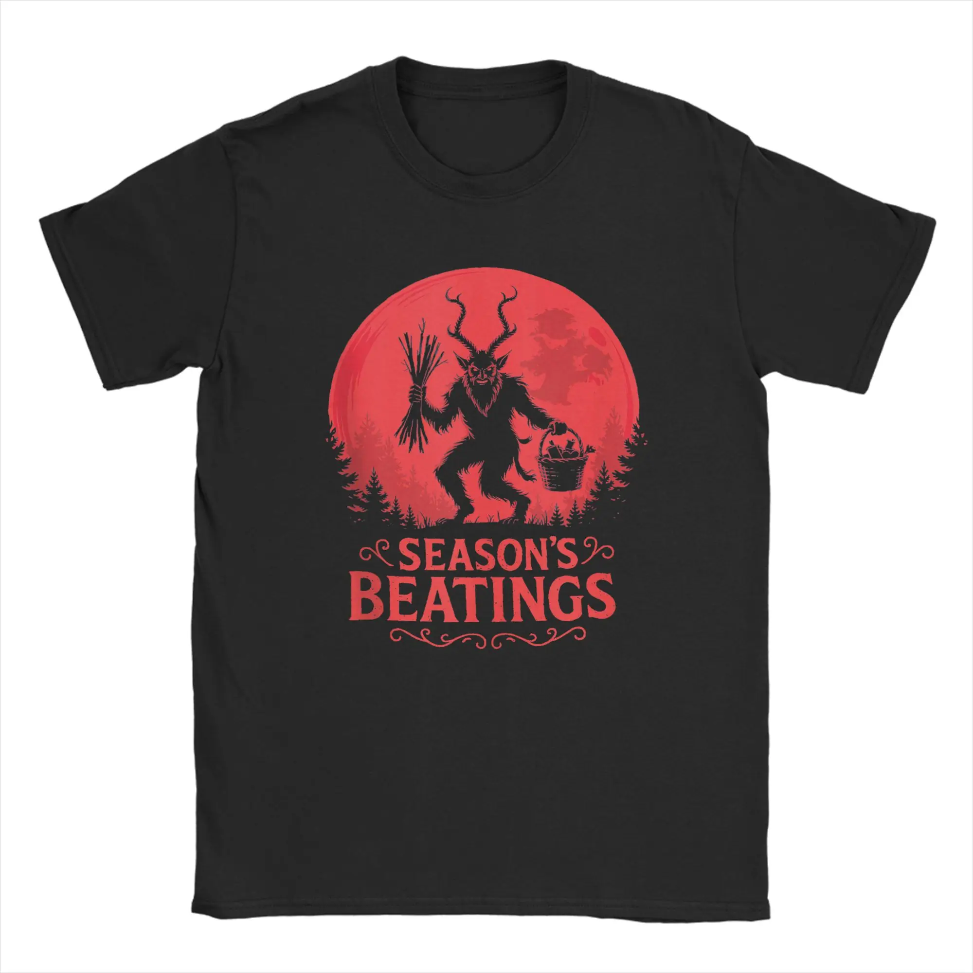 

Krampus Santa Season's Beatings T-Shirt Men Casual 100% Cotton Tee Shirt O Neck Short Sleeve T Shirts Plus Size Tops