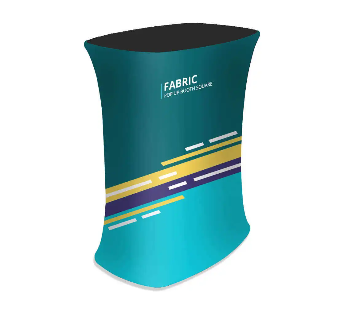 Portable Promotion Exhibition Counter Table Tension Fabric Curved Oval Trade Show Pop Up Counter Display