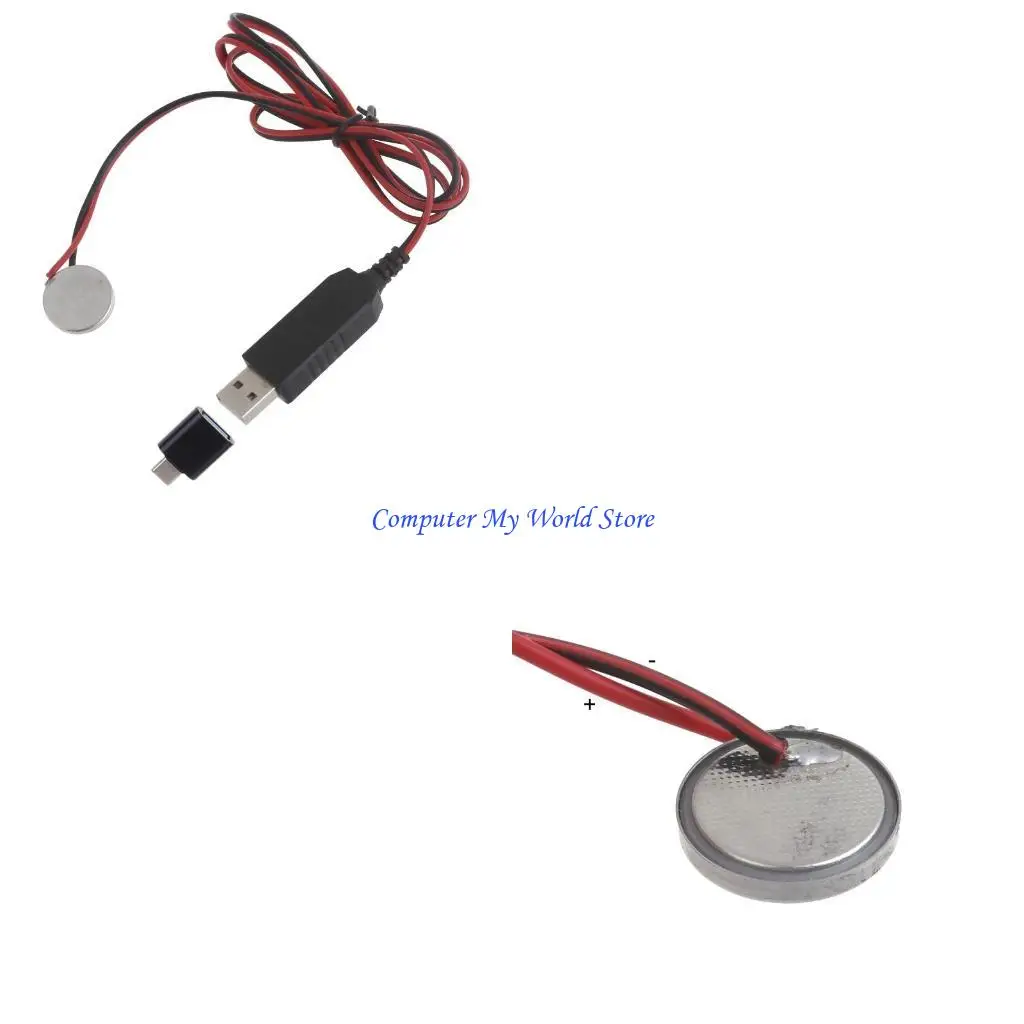 

USB to 3V CR2032 Dummy Battery Charging Cable with Type-C Adapter Repalce CR2032 3V Battery for CR2032 Powered Devices