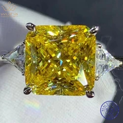 WUIHA-luksusowy srebrny pierścionek ze srebra próby 925, 3EX, księżniczka, cięty, 6CT, VVS D, Moissanite, różowy, szafir, żółty, diamentowy pierścionek dla kobiet, prezenty