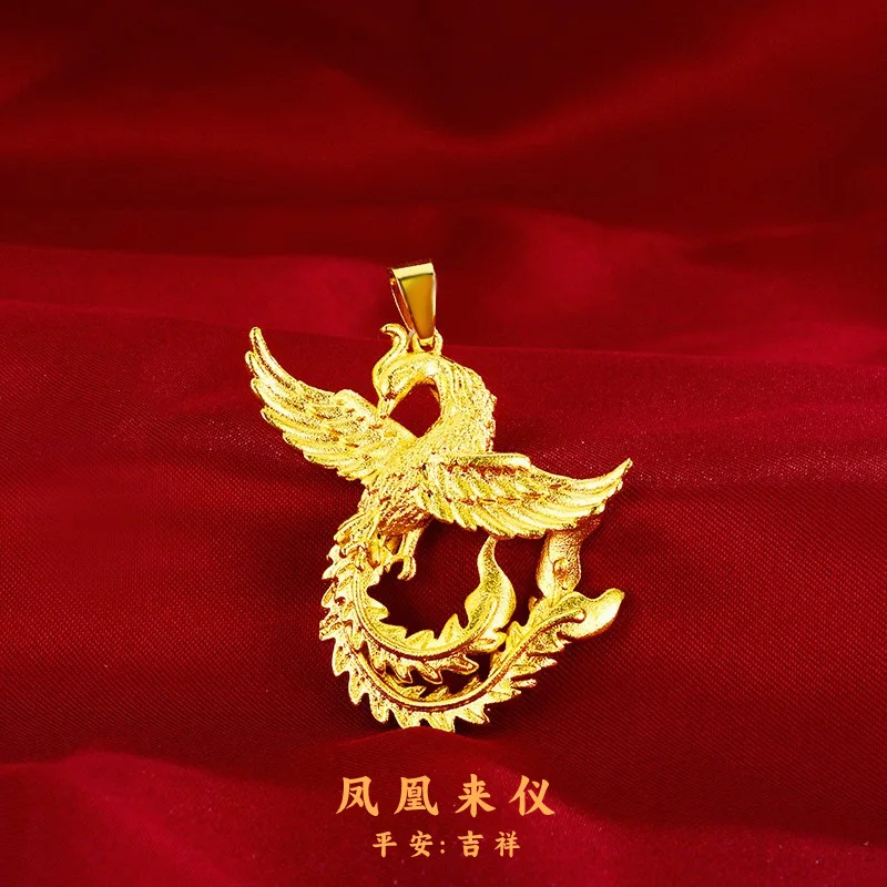 

Boutique AU999 gold pendant for women 24K pure gold Phoenix necklace versatile fashion noble Phoenix pendant pendant