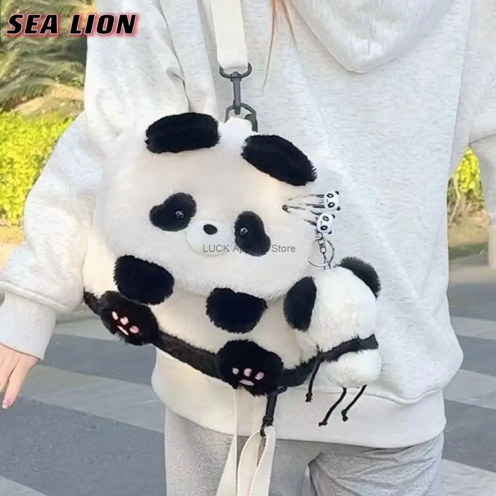 Panda Backpack Embracing Bamboo Bee Bear Flip Bag Cute Backpack Plush Doll One/Two Shoulder Large Capacity Book Bag