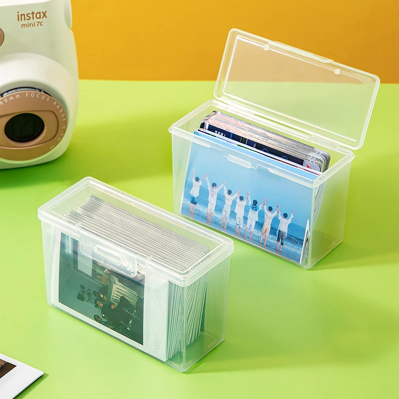 

1PC Transparent Plastic Storage Box Photocards Small Card Collection Organizer Storage Box Desk Organizer Stationery Box