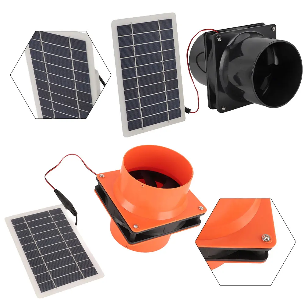 

10W 12V Solar Exhaust Fan Round Duct Solar Panel Ventilation Fan Kit For RV Electrical Equipment Tool Accessory