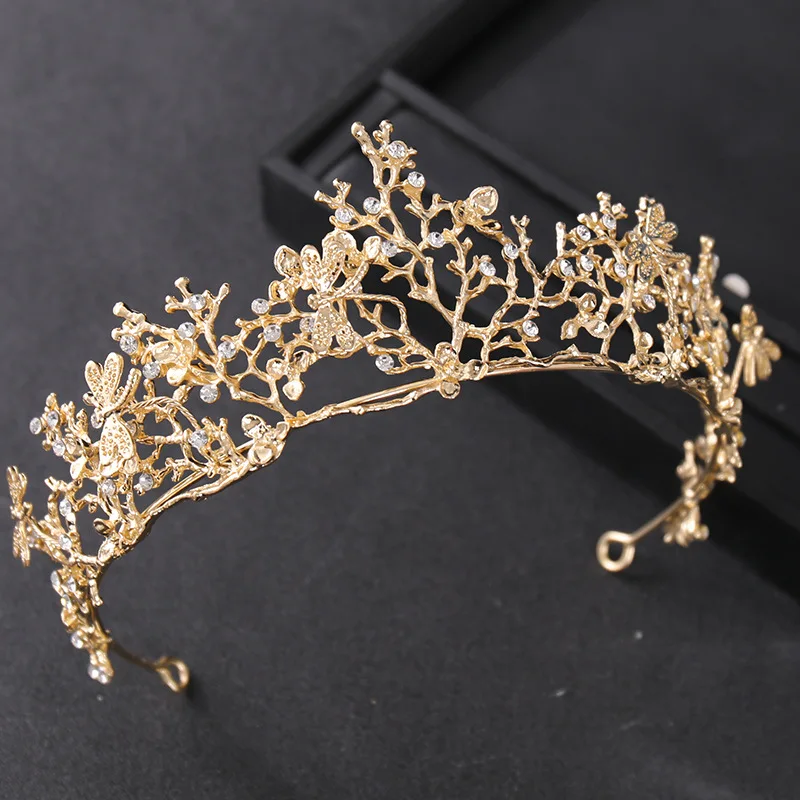 Baroque Crystal Butterfly Crown Tiara Rhinestone Prom Diadem Headband Bridal Wedding Hair Accessories Jewelry Crown Tiara Gift