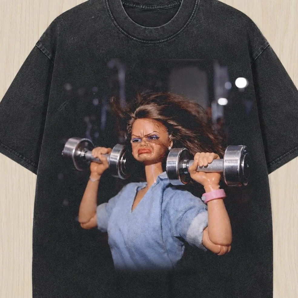 Lustiges Gym-Puppen-Shirt, Vintage Workout Meme T-Shirt, Retro Fitness Grafik T-Shirt, freches Gym-Humor-Geschenk für Frauen, Unisex-Stil – Detail 3