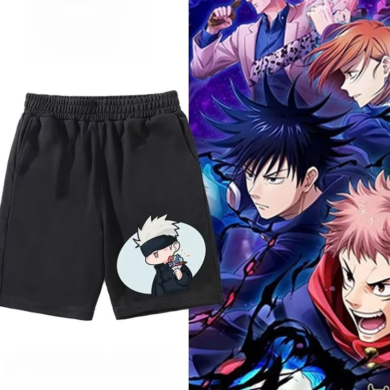 

Лето 2023, новые свободные мужские и женские шорты из чистого хлопка с анимационным принтом из чистого хлопка, большой размер