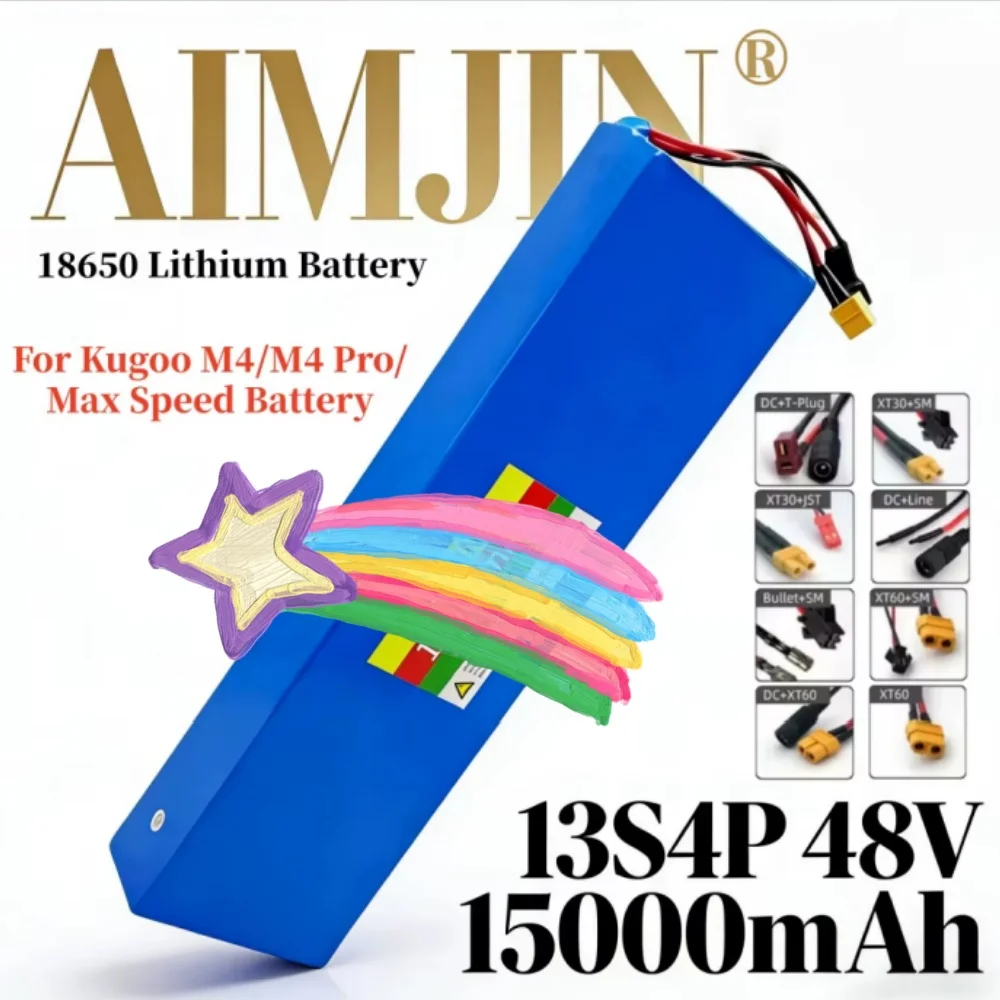 

Аккумулятор для электросамоката 1000 Вт, высокая емкость, 48В 15Ач, конфигурация 13S4P, литий-ионный, с BMS, для Citycoco 54.6В