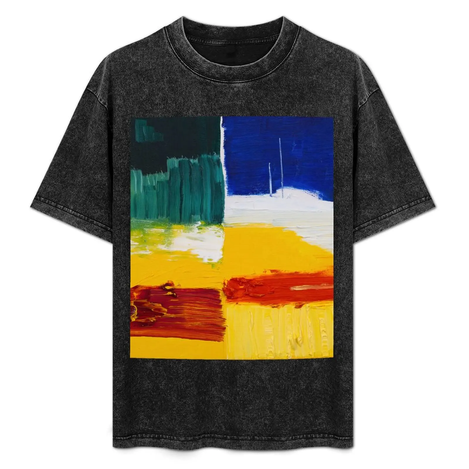 Colorful modern art style foxyhorse oil drawing glitch red blue T-Shirt new edition baggy shirts blanks t shirt men 100℅ cotton