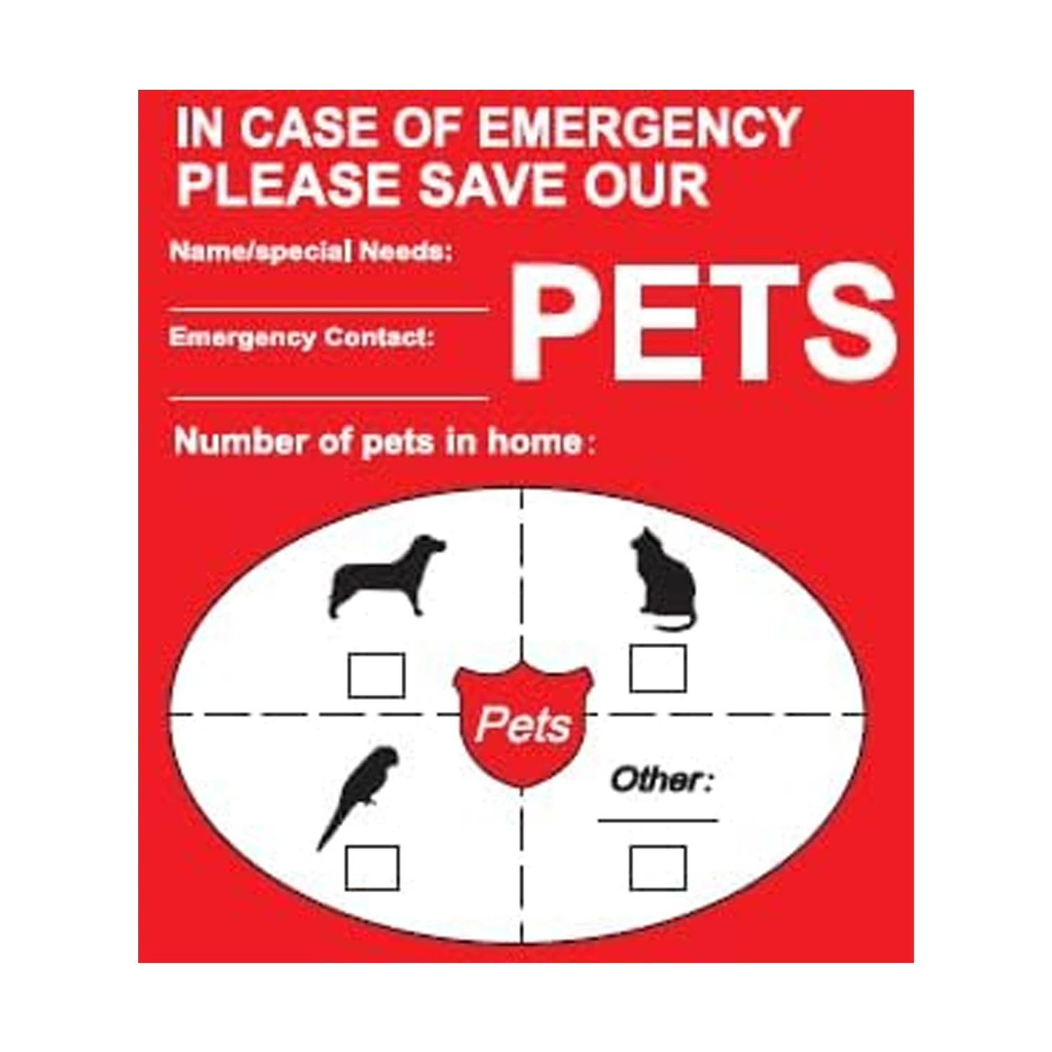 Dog Cat Bird 4*4.5 Inch 8 Pet Inside Stickers Pet Alert Sticker in Case of Fire Save Our Pets Emergency Pets Inside Window Door