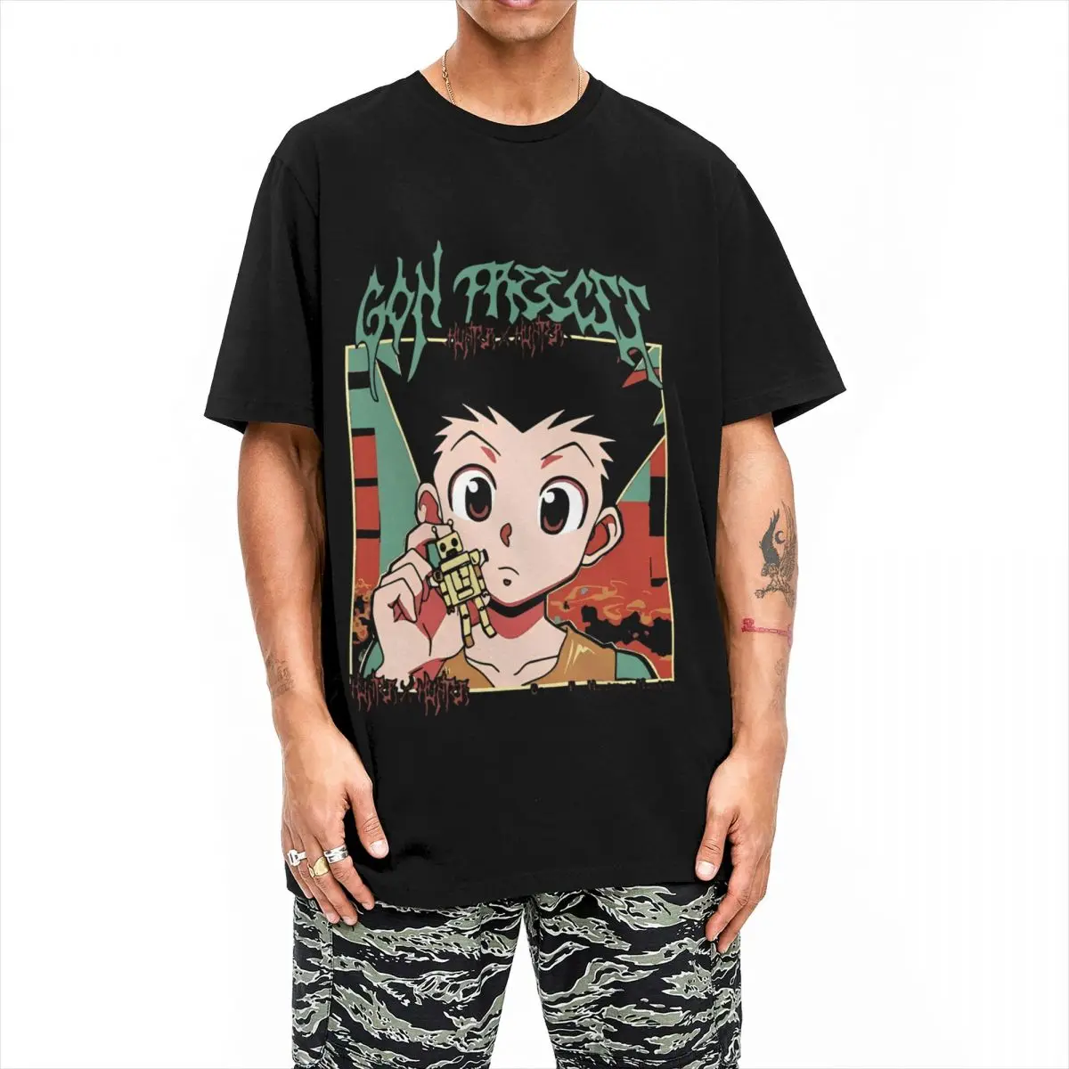 Gon Camiseta de Hunter X Hunter para hombre y mujer, camisa divertida de algodón puro, cuello redondo, manga corta, ropa Original