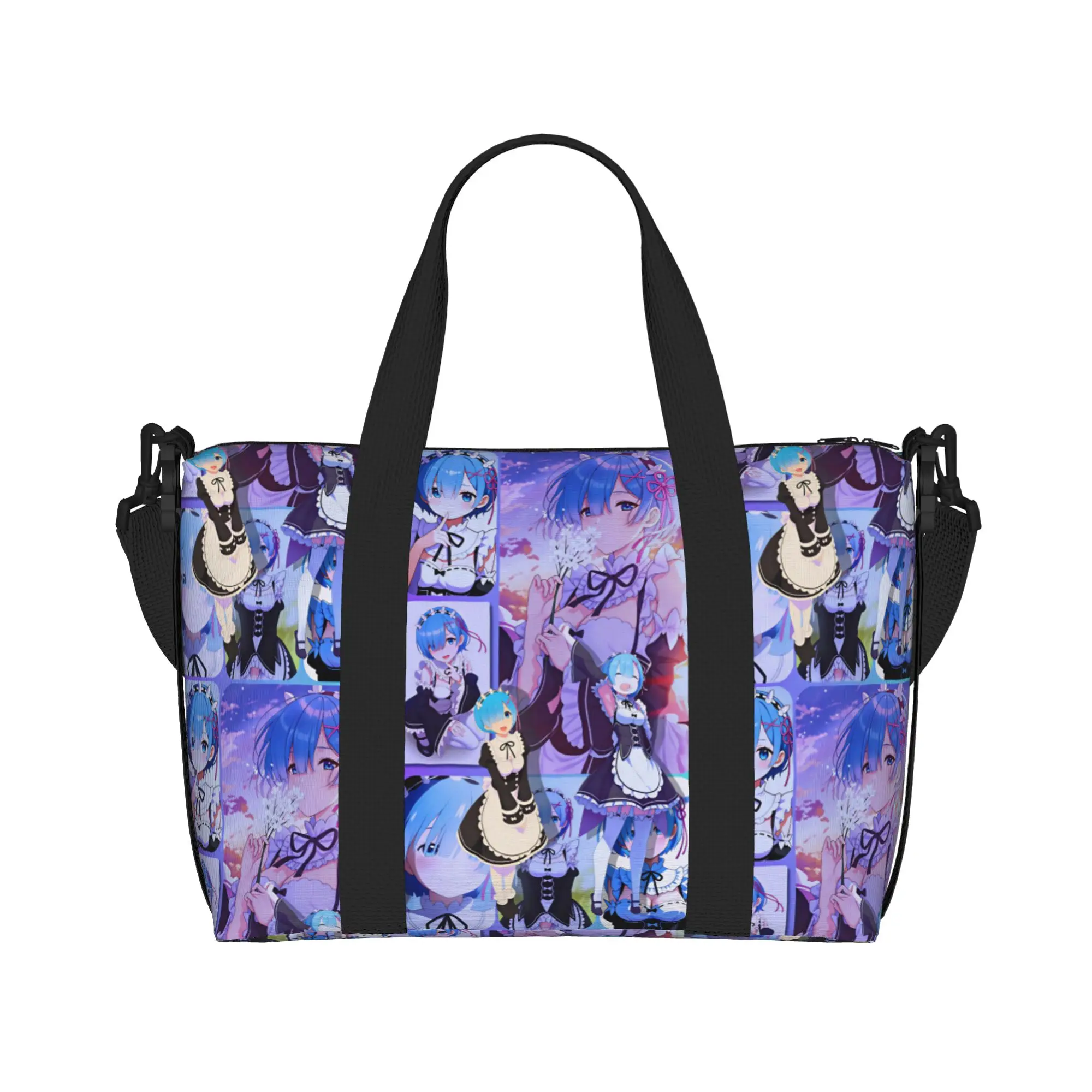 Custom Anime Rem Emilia R-Re:ZERO Tote Bag Women Large Capacity Starting Life in Anothers Worlds Beach Gym Shoulder Travel Bag