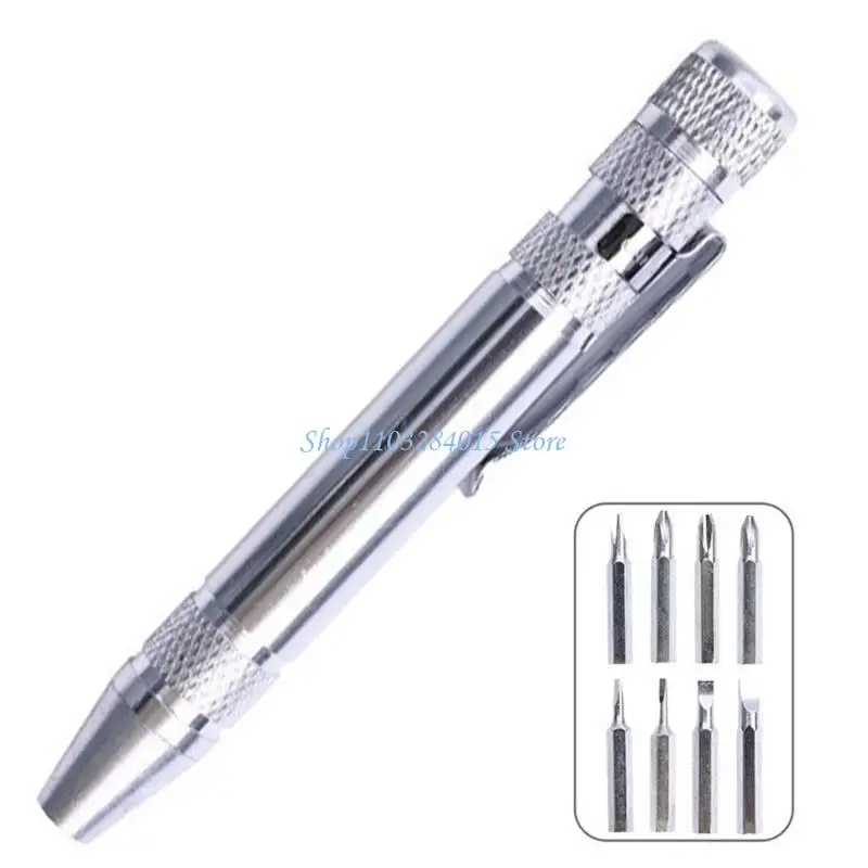 R6FF Portable Hand Tools Compact Manual Screwdriver Set 8 Interchangeable Bits