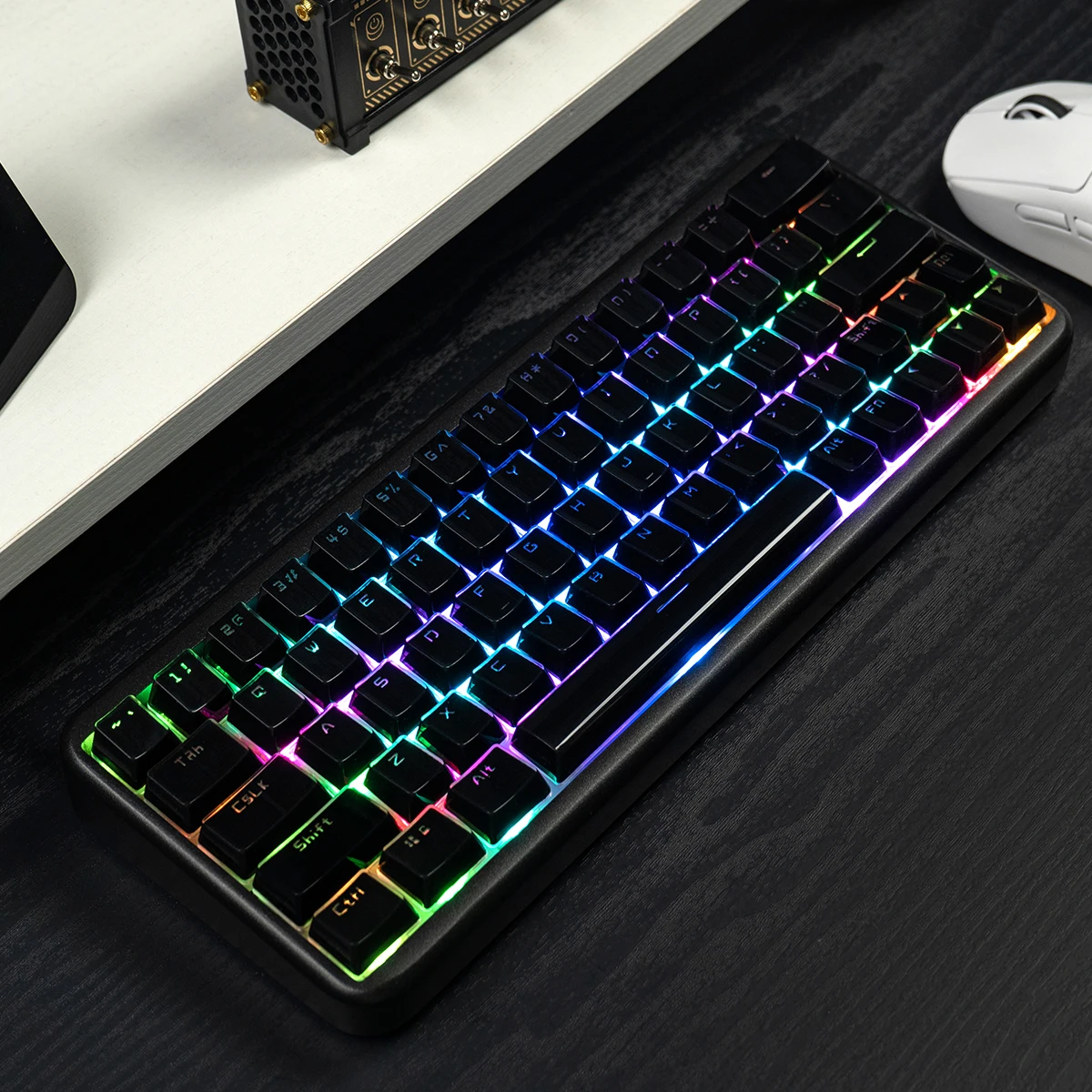 134 Tombol Profil OEM Jello Round Crystal PC Keycap Hitam Transparan Jernih Menyala dari Belakang untuk Switch MX Keyboard Gaming