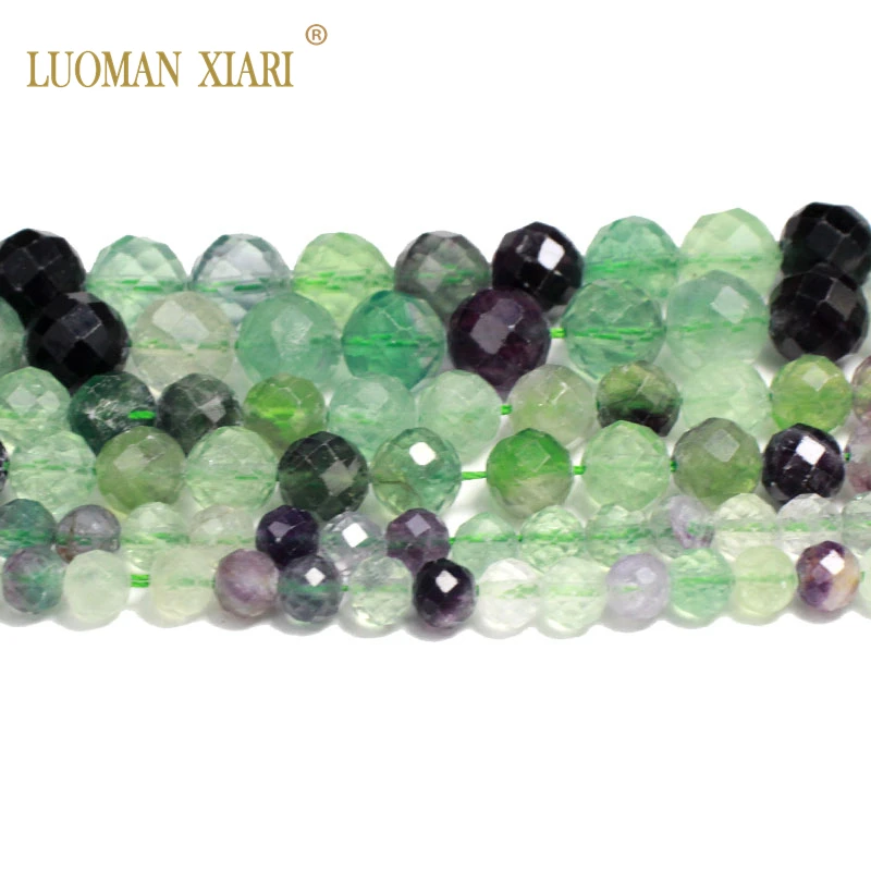 Fine AAA Round 100% Natural Stone Hard Cut Faceted Beads Fluorite For Jewelry Making DIY Bracelet Necklace Earrings 6/8/10MM