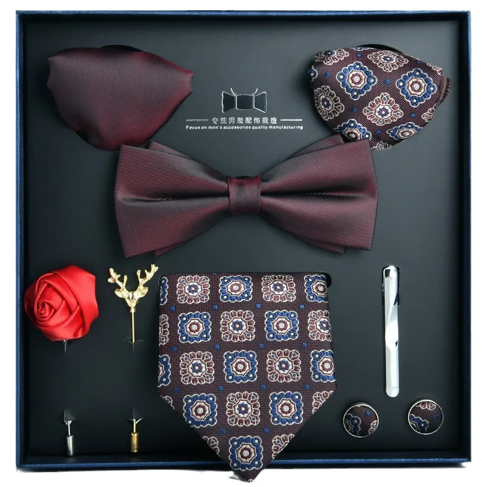 Corbata formal para hombre, caja de regalo de 8 piezas a rayas para boda del novio, negocios, entrevista administrativa, regalo, nuevo en stock