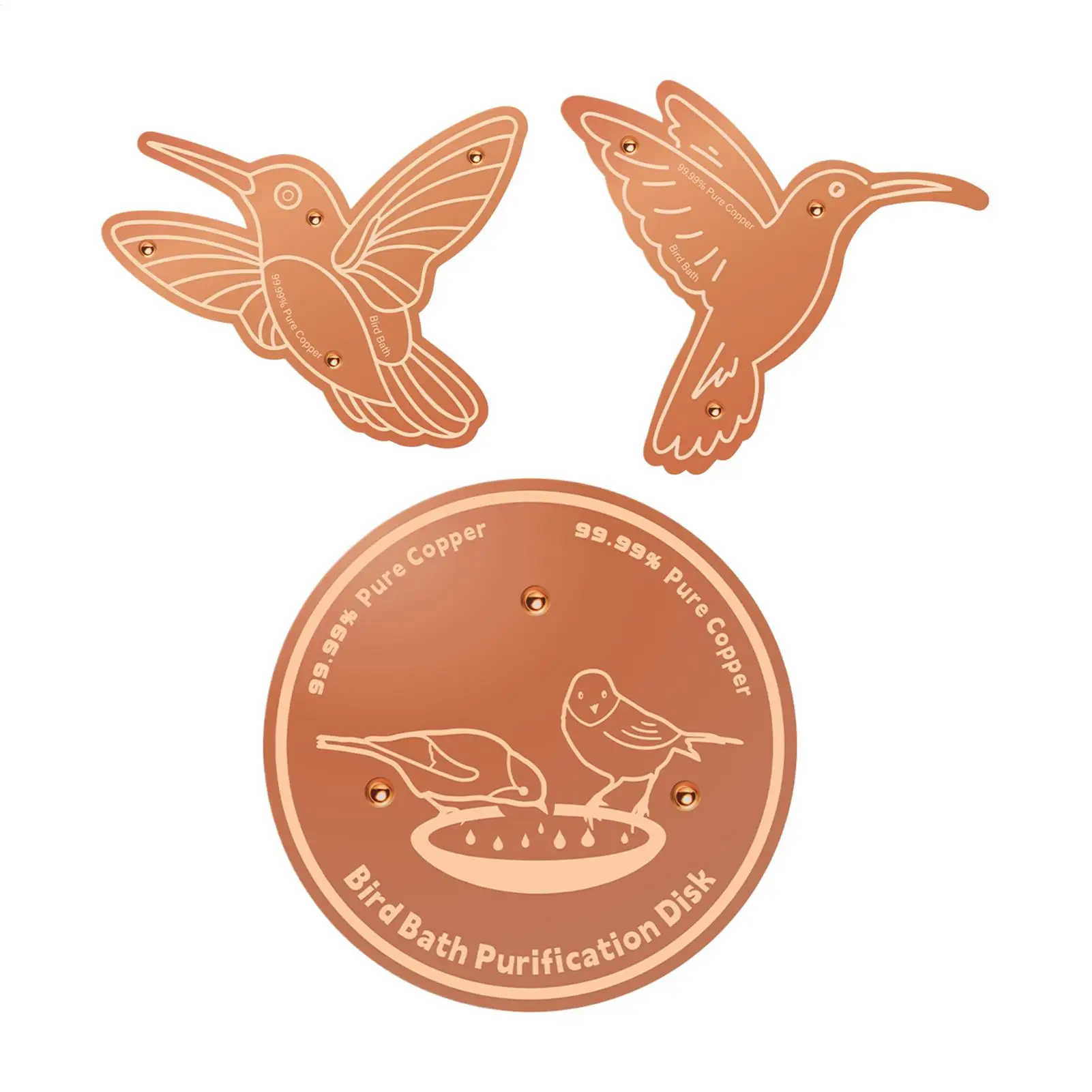 

Bird Bath Copper Disk Reinforced Safe Triple Point Support Universal Fit Bird Bath Purification Disk For Park Patio Courtyard