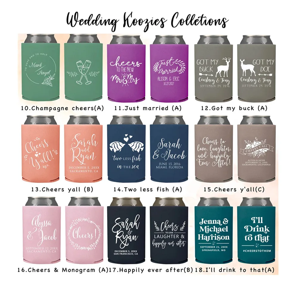 

Personalized Wedding Can cooler design collections, beer hugger, Stubby Cooler, custom party favor, wedding favors promotional