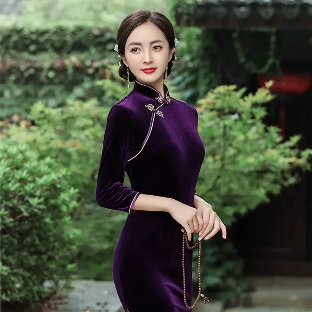 Vintage Long Qipao Dresses Woman Streetwear Fashion Clothes Vestidos Maxi Ethnic Style Party Chinese Cheongsam Women Clothing