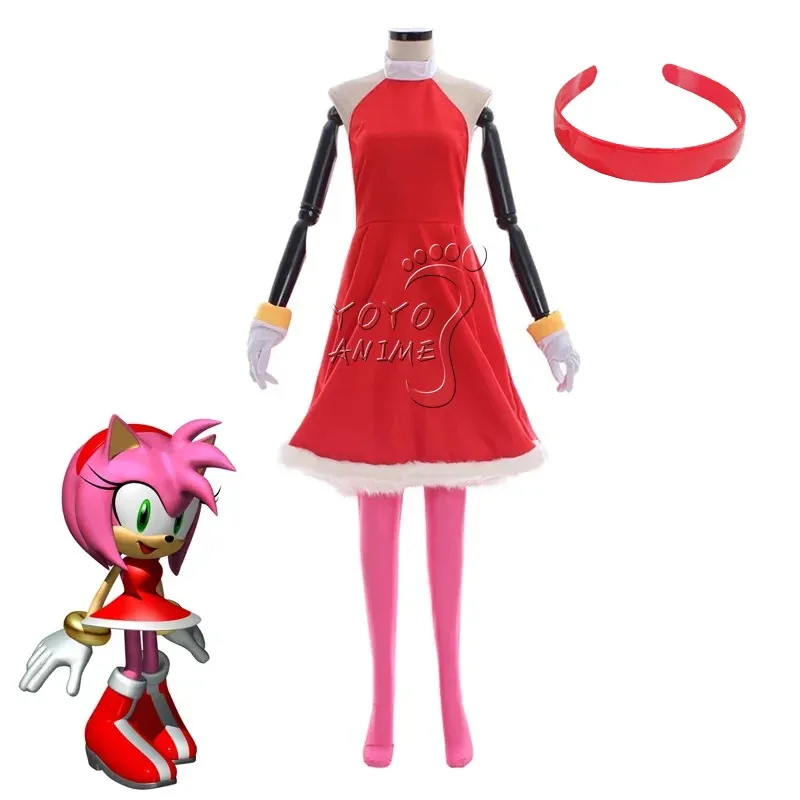 

Amy Rose Stage Cosplay Costume Outfits Super Sonic Tarsnak Hedgehog For Party Role Play Uniform Dress Pantyhose Gloves Suit