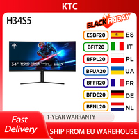 KTC H34S5 Curved Monitors, R1500, 21:9 HVA WQHD, 3440 * 1440@180Hz, 34 Inches, 4000:1 Contrast Ratio, 1ms GTG Response Time