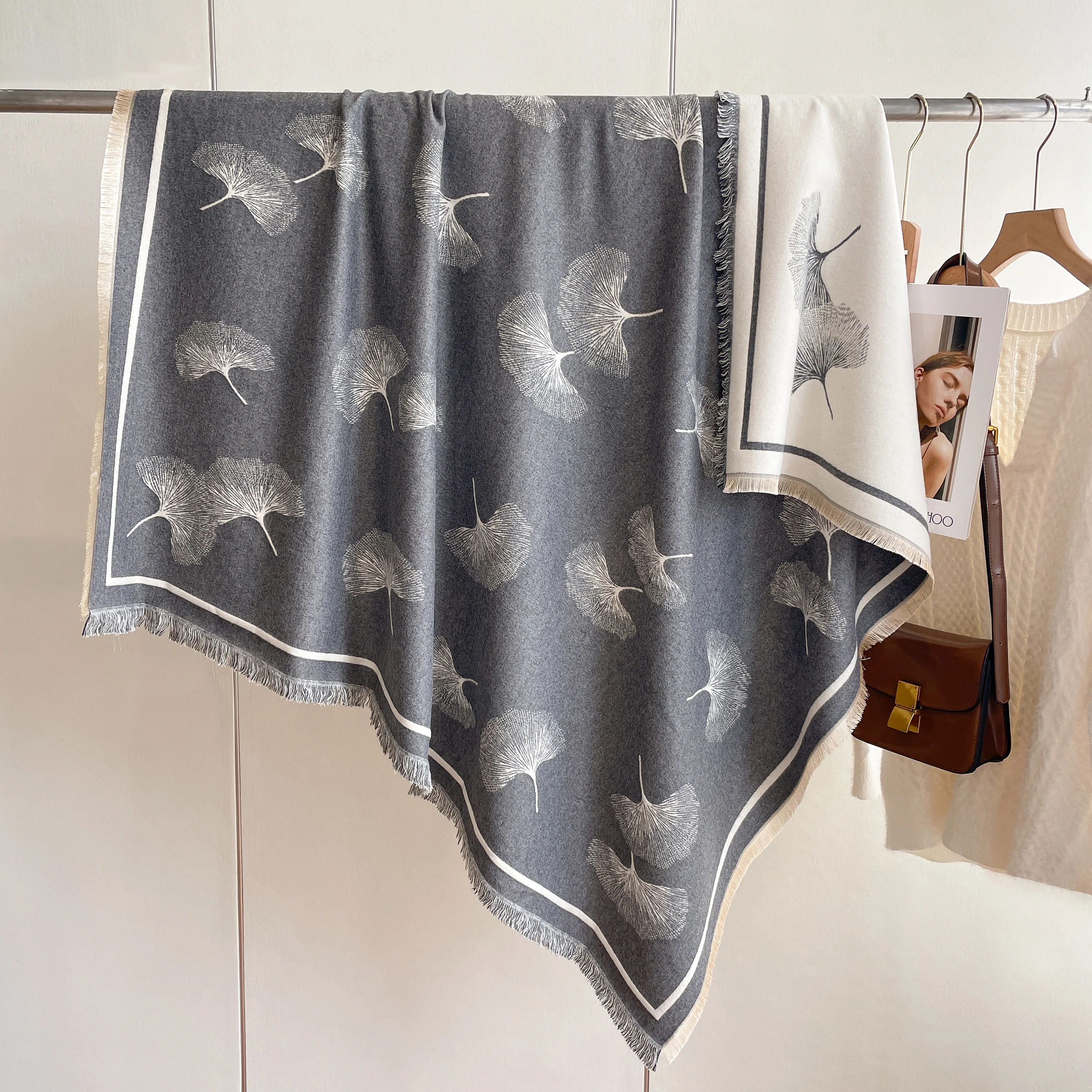 Neue Warme Winter Schal Kaschmir Frauen Pashmina Design Druck Schals Wrap Weibliche Dicke Decke Weiche Bufanda Stolen Mode Kopftuch – Detail 12