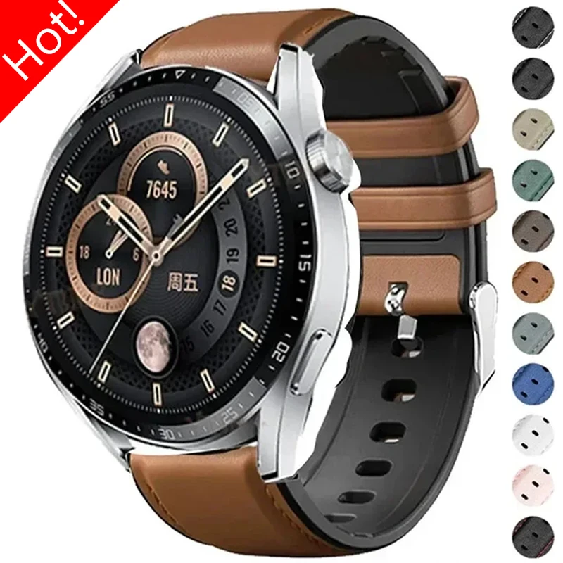 Leather Silicone Strap for Samsung Galaxy Watch 6Classic Gear S3 6 5 4 40mm 44mm 20mm Band for Huawei GT4 Ultimate 22mm Bracelet