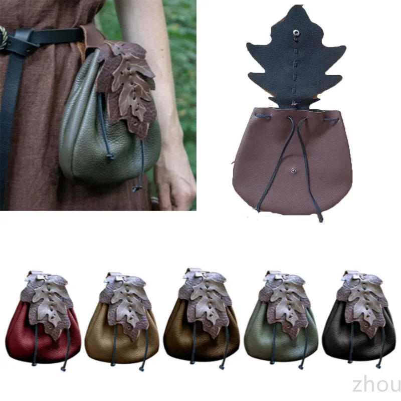 Medieval Retro Cintura Bag, Folha Role Play LAY Belt, Pequeno Crossbody Bag, Acessórios Renascentistas, Saco de cintura