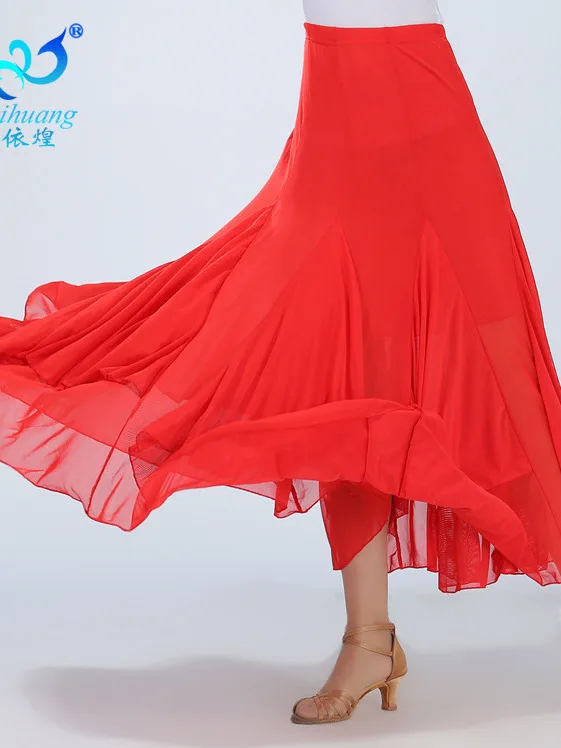 Ballroom Dancing Social Dance Half Length Skirt Square Dance Gauze Long Skirt Dance Competition Performance Costume