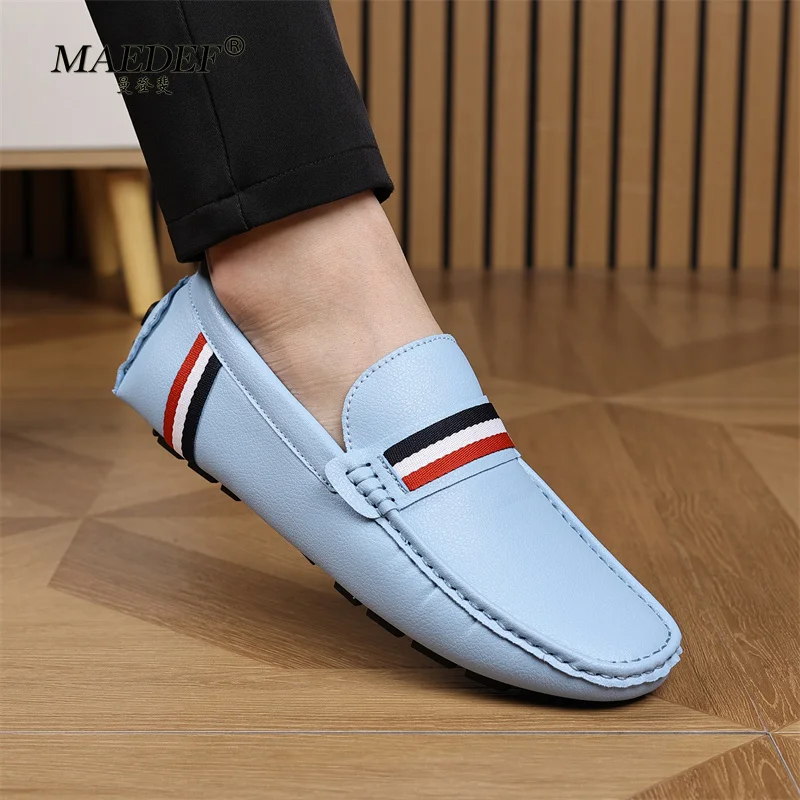 

MAEDEF Loafers Mens PU Leather Loafers for Man Casual Slip on Flats Moccasins Men Comfy Moccasin Driving Shoes for Men Loafer