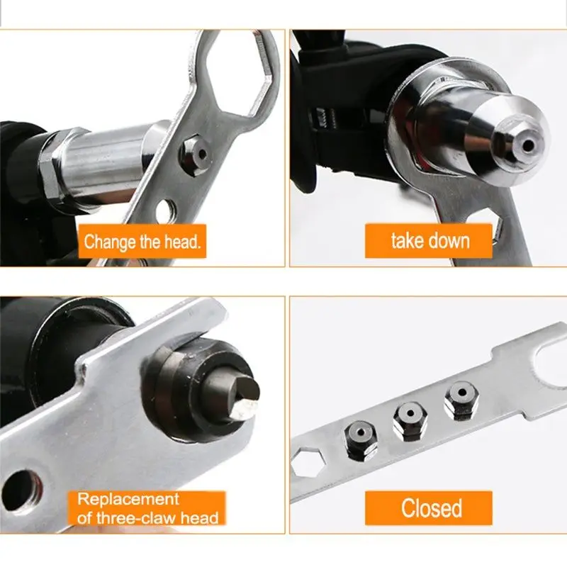 Imagem -04 - Rivet Gun Adapter Kit com Diferentes Parafusos de Bocal Correspondente Porca Rebite Gun Machine Riveter Inserir Ferramentas Porca Profissional