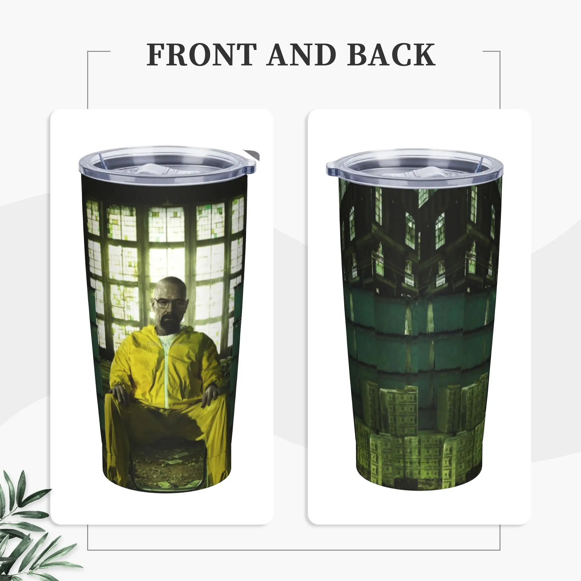 Breaking Bad Walter White Tumbler Vacuum Insulated Bryan Cranston Crime Coffee Cups with Lid Straw School Mug Spill Proof, 20oz