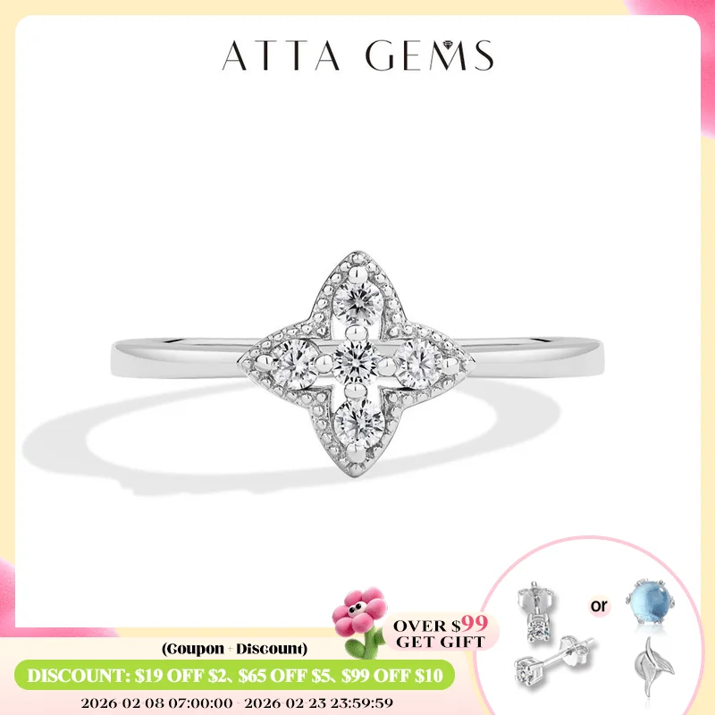 

ATTAGEMS s925 Серебряное кольцо с муассанитом для женщин, позолоченное 18 карат, простые элегантные обручальные кольца на удачу, упаковка ювелирных изделий